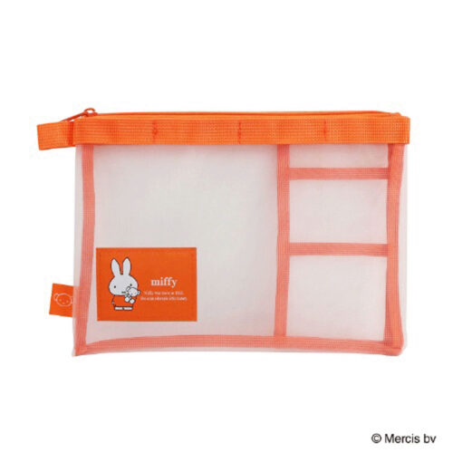 2cf35870-2562-422c-aba6-a29b3f58d0d8 kutsuwa 米飛兔 Miffy 夏季網狀 多功能 文具 收納袋 橘色