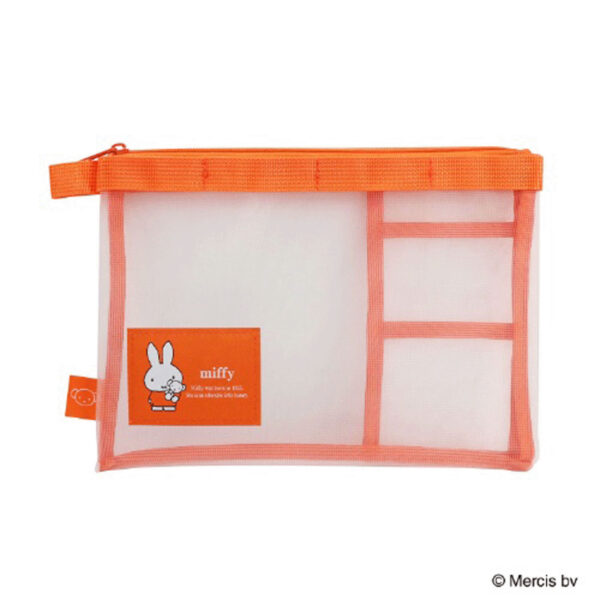 kutsuwa 米飛兔 Miffy 夏季網狀 多功能 文具 收納袋 橘色