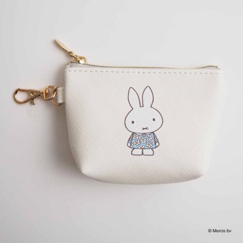 4571646442487 (1) 米飛兔 MIFFY CELEBRATION 迷你 梯形收納包 零錢包 象牙色