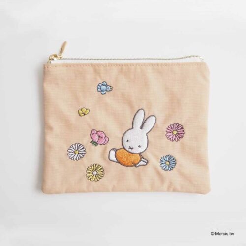 4571646442579 (1) 米飛兔 BRUNA MOTIF EMBROIDERY 迷你平面收納包 米色